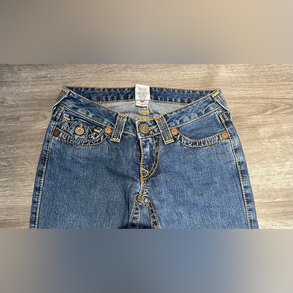 Vintage True Religion Jeans Snap Pocket Low Rise No Stretch Sz 26 Light Blue USA - Picture 6 of 12